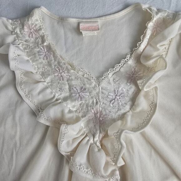 Adonna JC Penny’s Ivory Nylon Poly Blend Midi Nightgown Large Prairie Cottage - Picture 5 of 9